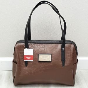 New RELIC Brand Taylor Large Brown Crocodile Bag